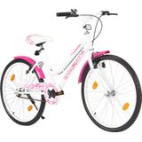 vidaXL Kinderfiets 24 inch roze en wit