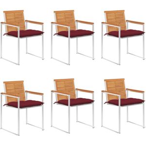 vidaXL Tuinstoelen 6 st met kussens massief acaciahout