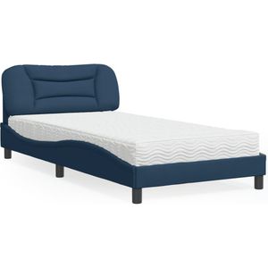 vidaXL Bed met matras stof blauw 100x200 cm