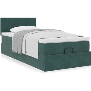 vidaXL Ottoman bed met matras 80x200cm fluweel donkergroen