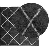 vidaXL-Vloerkleed-shaggy-hoogpolig-modern-160x160-cm-zwart-en-crème