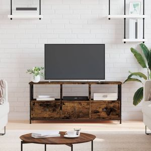 vidaXL Tv-meubel 102x33x45 cm bewerkt hout en ijzer gerookt eikenkleur