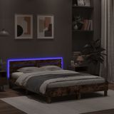 vidaXL Bedframe met hoofdeinde en LED bruin eikenkleur 140x200 cm