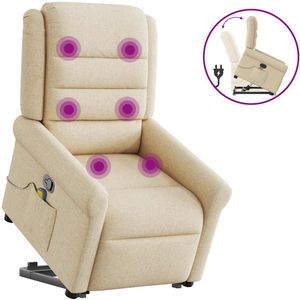 vidaXL Sta-op-massagestoel - Crèmekleurig - Stof - Verstelbaar met Massagefunctie