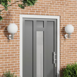 vidaXL Buiten Wandlampen 2 stuks zilver RVS IP44