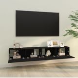 VidaXL TV-wandmeubels 2 st 100x30x30 cm Bewerkt Hout Zwart