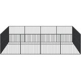 vidaXL Hondenkennel 16 panelen gepoedercoat staal zwart