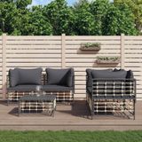 VidaXL Loungeset 5-delig met Kussens - Poly Rattan Antracietkleurig