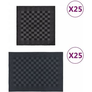 vidaXL-50-delige-Keukendoekenset-katoen-zwart-en-grijs
