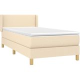 vidaXL Boxspring met matras stof crèmekleurig 100x200 cm