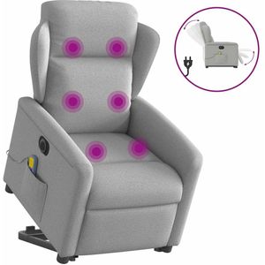 vidaXL Sta-op-massagestoel - Elektrisch Verstelbaar - Stof - Grijs