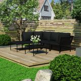 vidaXL 6-delige Loungeset met kussens PVC zwart