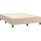 vidaXL Boxspring met matras kunstleer cappuccinokleurig 140x200 cm