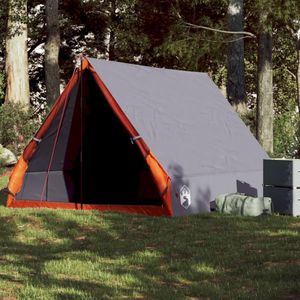 vidaXL Tent A-frame 2-persoons waterdicht grijs en oranje