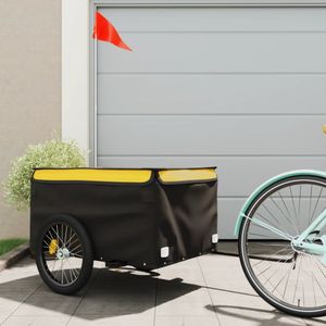 vidaXL Fietstrailer 45 kg ijzer zwart en geel