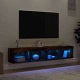 vidaXL Tv-meubels met LED-verlichting 2 st 80x30x30 cm gerookt eiken