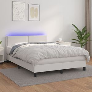 VidaXL-Boxspring-met-matras-en-LED-kunstleer-wit-140x200-cm