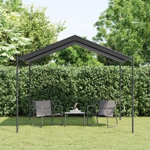 vidaXL - Tuinpaviljoen - 3x3 - m - staal - en - stof - antracietkleurig
