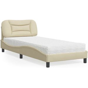 vidaXL Bed met matras stof crèmekleurig 90x190 cm