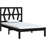 vidaXL Bedframe massief grenenhout zwart 75x190 cm