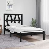 vidaXL Bedframe massief grenenhout zwart 75x190 cm