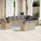 vidaXL - 12-delige - Loungeset - met - kussens - poly - rattan - gemengd - beige