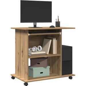 vidaXL Computerbureau 80x50x75 cm bewerkt hout artisanaal eikenkleur