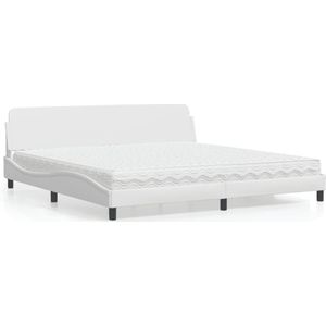 vidaXL Bed met matras kunstleer wit 200x200 cm