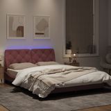 vidaXL Bedframe met LED-verlichting fluweel roze 120x200 cm