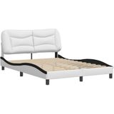 vidaXL Bedframe met hoofdbord kunstleer wit en zwart 140x190 cm