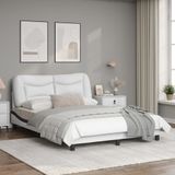 vidaXL Bedframe met hoofdbord kunstleer wit en zwart 140x190 cm