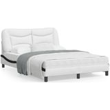 vidaXL Bedframe met hoofdbord kunstleer wit en zwart 140x190 cm