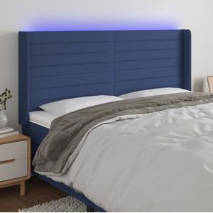 vidaXL - Hoofdbord - LED - 183x16x118/ - cm - stof - blauw