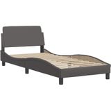 vidaXL Bed met matras kunstleer grijs 80x200 cm