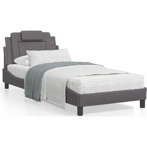 vidaXL Bed met matras kunstleer grijs 80x200 cm
