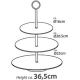 Excellent Houseware Etagère 3-laags 36,5 cm Roestvrij Staal