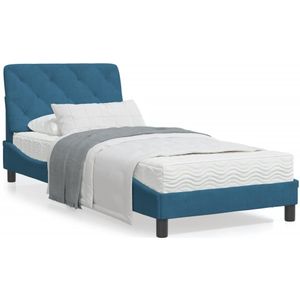 vidaXL Bed met matras fluweel blauw 80x200 cm