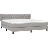 vidaXL Boxspring met matras stof lichtgrijs 180x200 cm