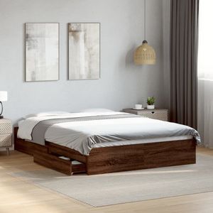 vidaXL Bedframe met lades bewerkt hout bruin eikenkleurig 120x200 cm