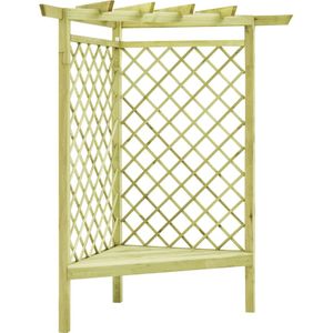 vidaXL Hoekpergola met zitting 130x130x197 cm geïmpregneerd grenenhout