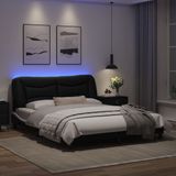 vidaXL Bedframe met LED-verlichting kunstleer zwart en wit 160x200 cm