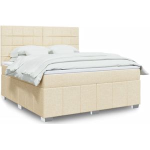 vidaXL Boxspring met matras stof crèmekleurig 180x200 cm