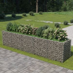 <p>De verhoogde gabion plantenbak is een praktische en stijlvolle oplossing voor het creëren van een stevige rand voor bloemen- of plantenbedden in je tuin of op je terras. Deze gabion is ontworpen om gevuld te worden met stenen of grind, waardoor het een duurzame en weerbestendige keuze is.</p>
<p>Gemaakt van roestvrij en gegalvaniseerd staal, biedt deze tuinbak stabiliteit en duurzaamheid. Het gaasrooster is verstevigd door horizontale en verticale draden op elk kruispunt vast te lassen, wat zorgt voor extra stabiliteit.</p>
<p>Houd er rekening mee dat stenen en planten niet zijn inbegrepen bij deze gabion plantenbak.</p>
<ul>
  <li>Kleur: zilver</li>
  <li>Materiaal: gegalvaniseerd staal</li>
  <li>Buitenafmetingen: 450 x 90 x 100 cm (L x B x H)</li>
  <li>Binnenafmetingen: 430 x 70 x 100 cm (L x B x H)</li>
  <li>Wanddikte: 10 cm</li>
  <li>Afmetingen gaas: 10 x 5 cm (L x B)</li>
  <li>Diameter draad: 3,5 mm</li>
  <li>Hoog draagvermogen</li>
  <li>Draagvermogen: 1.400 kg/m³</li>
</ul>