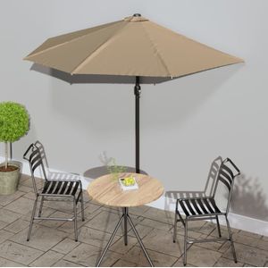 vidaXL Balkonparasol half met aluminium paal 270x144 cm taupe