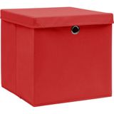 vidaXL Opbergboxen met deksel 4 st 32x32x32 cm stof rood