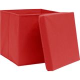 vidaXL Opbergboxen met deksel 4 st 32x32x32 cm stof rood