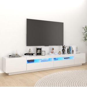 vidaXL Tv-meubel met LED-verlichting 260x35x40 cm hoogglans wit