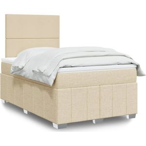 vidaXL Boxspring met matras stof crèmekleurig 120x200 cm