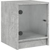vidaXL Nachtkastje met glazen deur 35x37x42 cm betongrijs