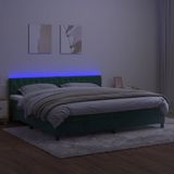 vidaXL Boxspring met matras en LED fluweel donkergroen 200x200 cm